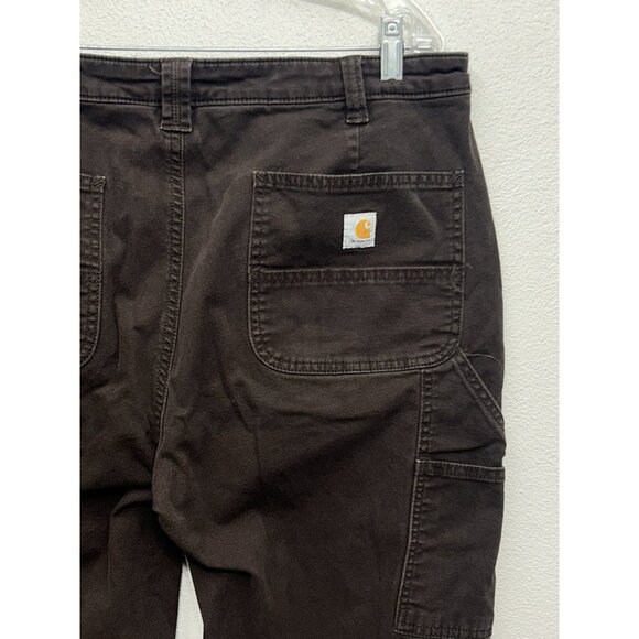 Carhartt Loose Fit Womens Carpenter Pants Size 14 TALL Brown Rugged Flex Work - Picture 3 of 7